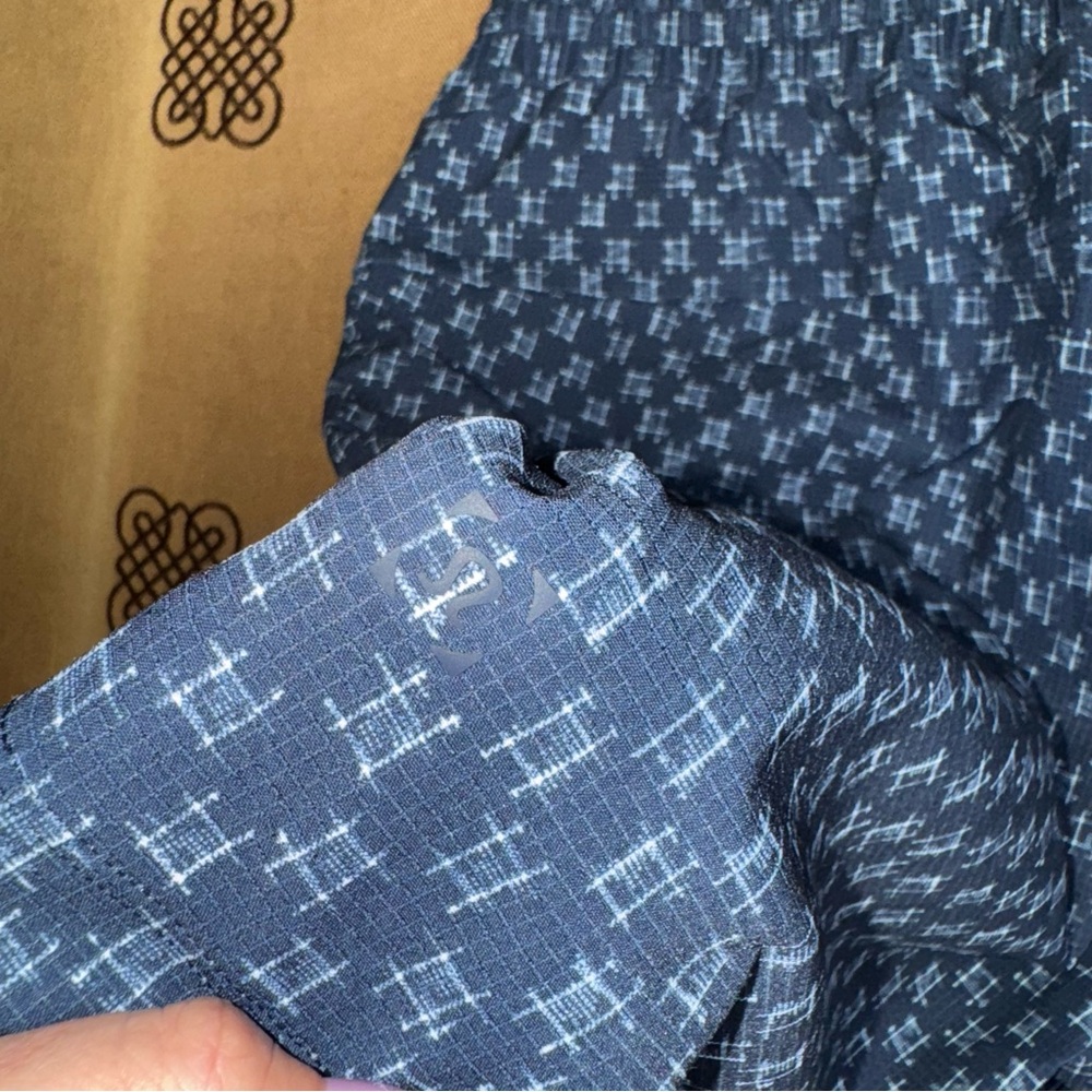 Lululemon Men'S Bowline Short Ikat Check White Tue Navy Size L - Picture 13 of 16
